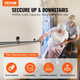 Dog Steps & Ramps: VEVOR Pipe Stair Handrail, 3m Staircase Handrail, 200KG Load Capacity Carbon Steel Pipe Handrail, Industrial Pipe Handrail with Wall Mount Support, Round Corner Wall Handrailing for Indoor, Outdoor
