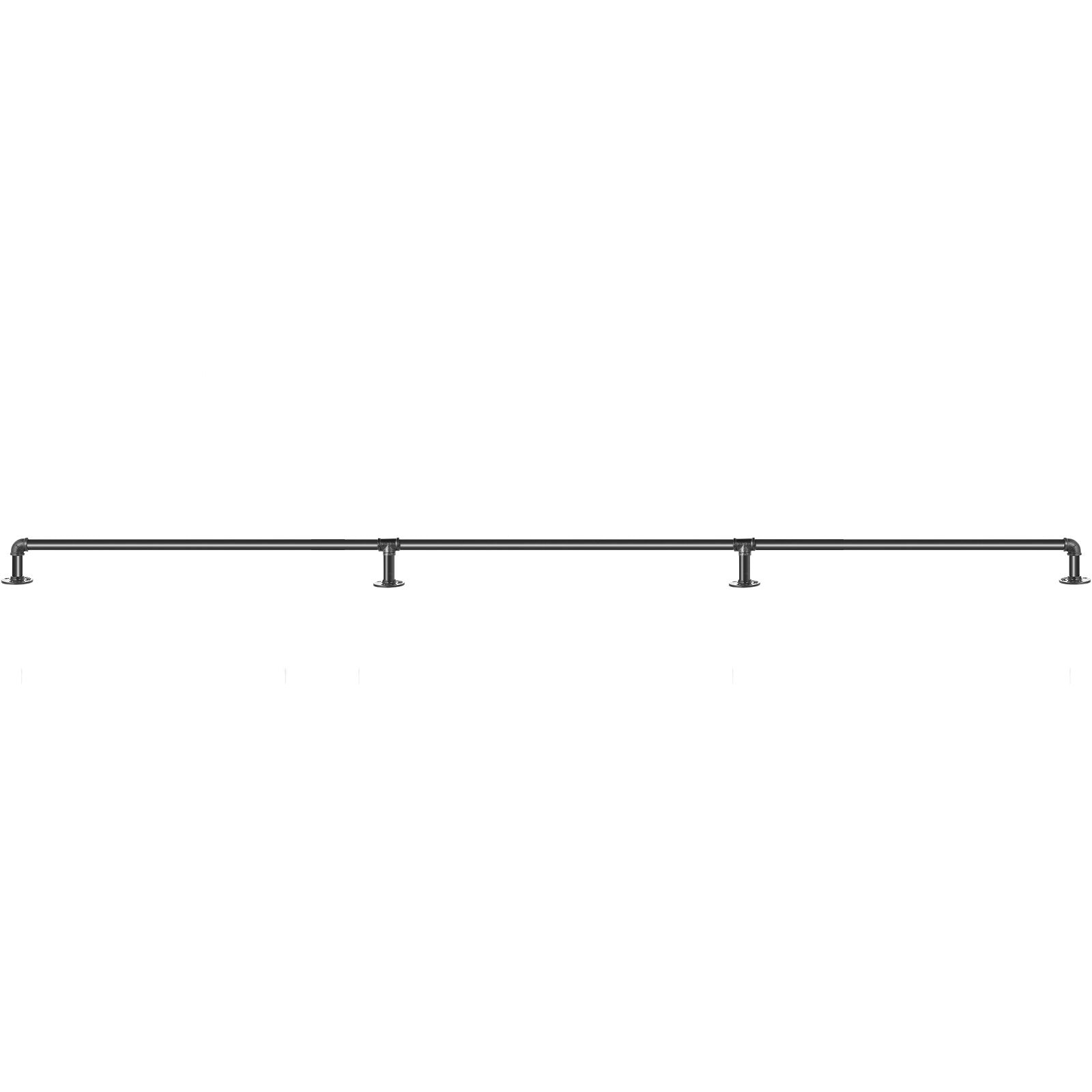 Pipe Stair Handrail, 11FT Staircase Handrail, 440LBS Load Capacity Carbon Steel Pipe Handrail, Industrial Pipe Handrail with Wall Mount Support, Round Corner Wall Handrailing for Indoor, Outdoor