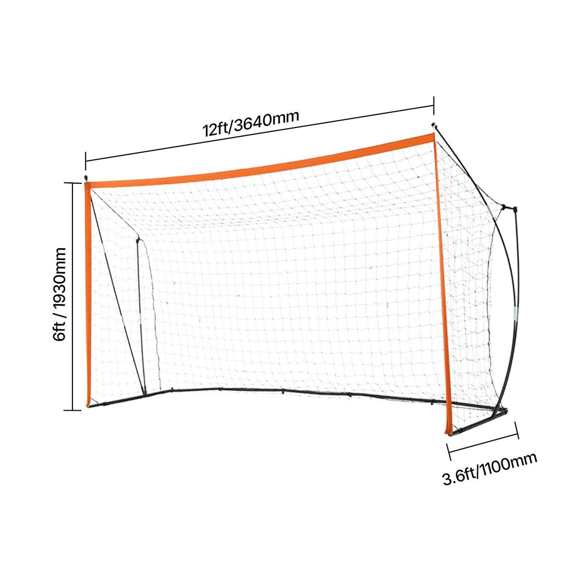 Portable Soccer Goal, 12x6 ft Adults Kids Backyard Soccer Net, Large Practice Soccer Net, Steel Fiberglass Structure Training Goal Set, All-Weather Outdoor Soccer Goals with Carry Bag, Orange