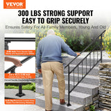 Dog Steps & Ramps: VEVOR Iron Handrail Stair Railing Hand Rail Kit 1-4 Steps Outdoor Black w/ Bars