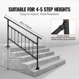 Dog Steps & Ramps: VEVOR Iron Handrail Stair Railing Hand Rail Kit 1-4 Steps Outdoor Black w/ Bars