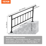 Dog Steps & Ramps: VEVOR Iron Handrail Stair Railing Hand Rail Kit 1-4 Steps Outdoor Black w/ Bars