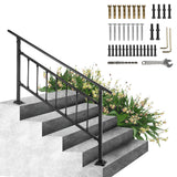 Dog Steps & Ramps: VEVOR Iron Handrail Stair Railing Hand Rail Kit 1-4 Steps Outdoor Black w/ Bars