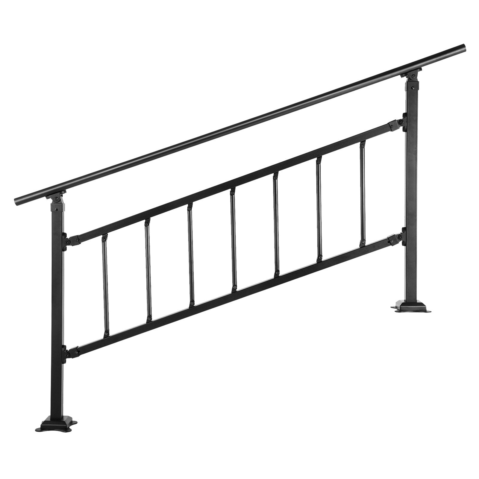 Dog Steps & Ramps: VEVOR Iron Handrail Stair Railing Hand Rail Kit 1-4 Steps Outdoor Black w/ Bars