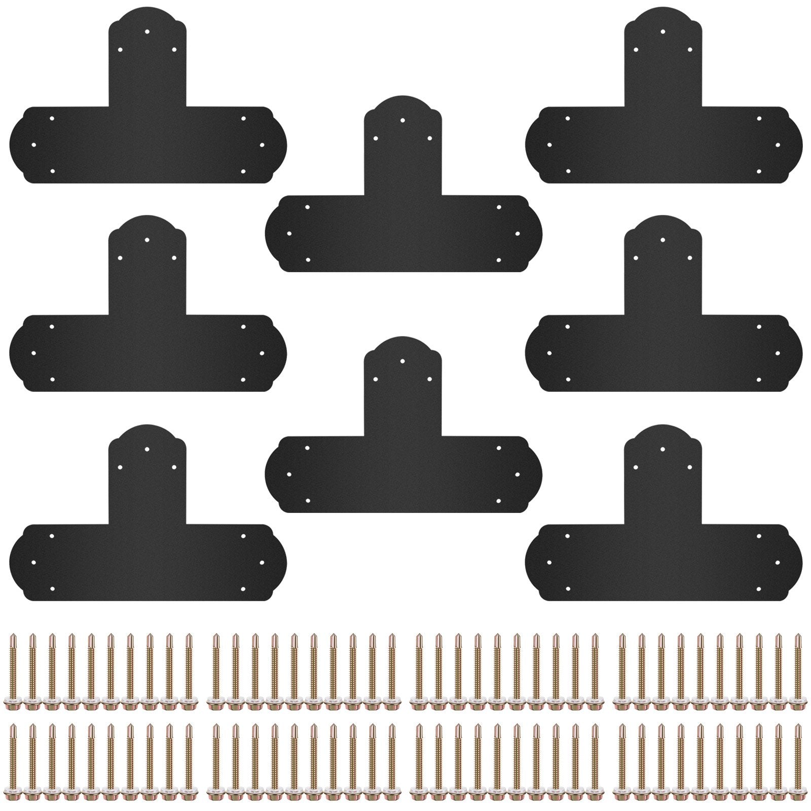 Beds & Bed Frames: VEVOR Black T Mending Plate T-shape 8 PCs 6" Flat Connector Post to Beam Bracket