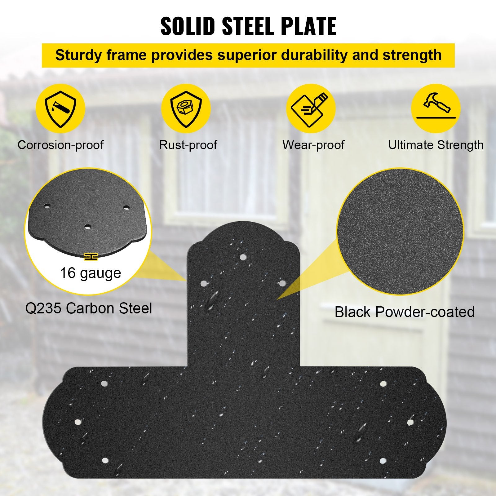Beds & Bed Frames: VEVOR Black T Mending Plate T-shape 8 PCs 6" Flat Connector Post to Beam Bracket