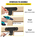 Beds & Bed Frames: VEVOR Black T Mending Plate T-shape 8 PCs 6" Flat Connector Post to Beam Bracket