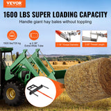 Spreaders & Wheelbarrows: VEVOR 39" Hay Spear, Bale Spears 726kg Loading Capacity, Skid Steer Loader Tractor Bucket Attachment with 2pcs 17.5" Stabilizer Spears and 60" Chain, Quick Attach Spike Forks