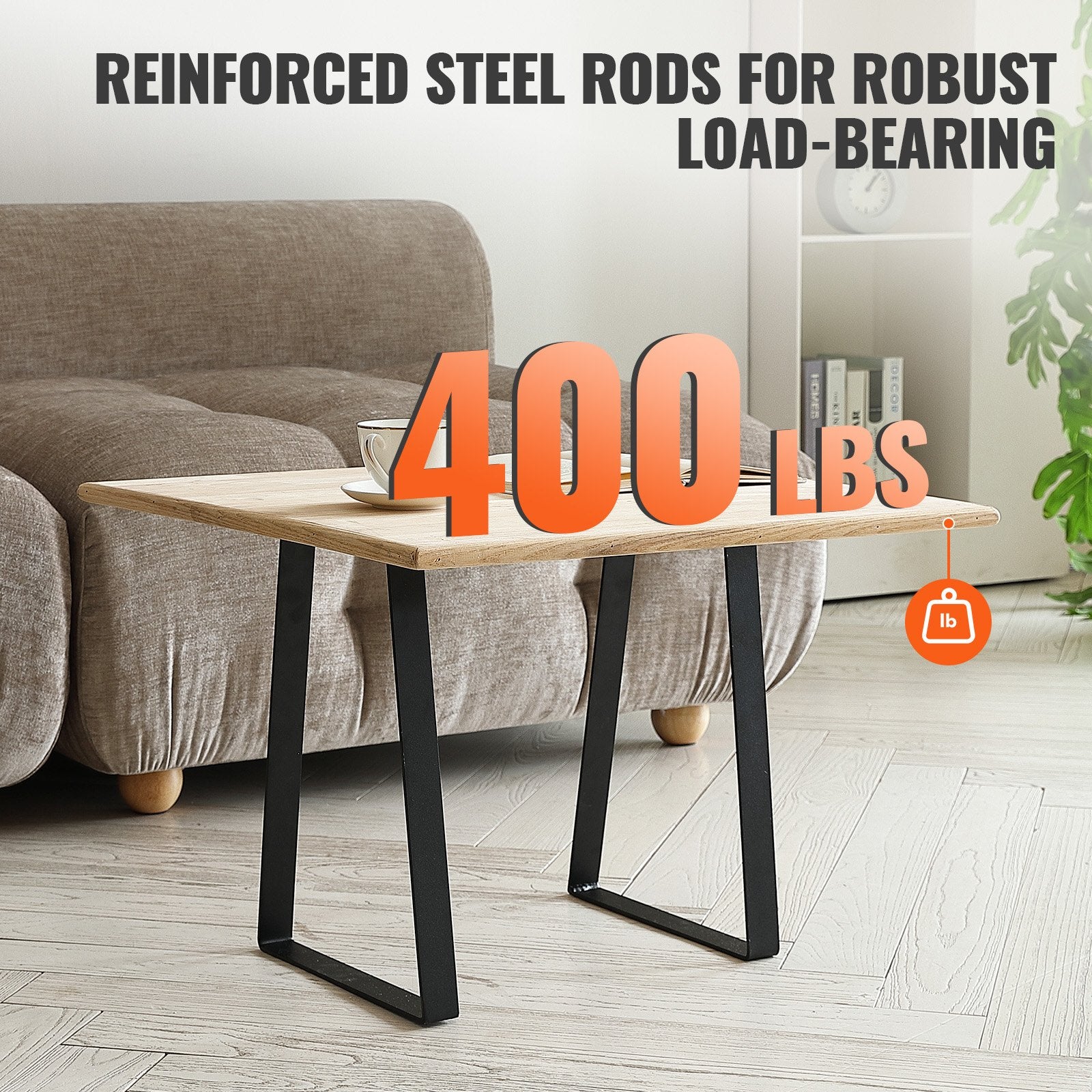 Table Tops & Bases: VEVOR 406.4MM Trapezoid Steel Table Legs, Replacement Furniture Legs Set of 2 for DIY Coffee Tables, Modern Desks, Bench, Night Stands, Sofa, Max Load 181.4KG Heavy Duty, Quick Instalation Legs Black