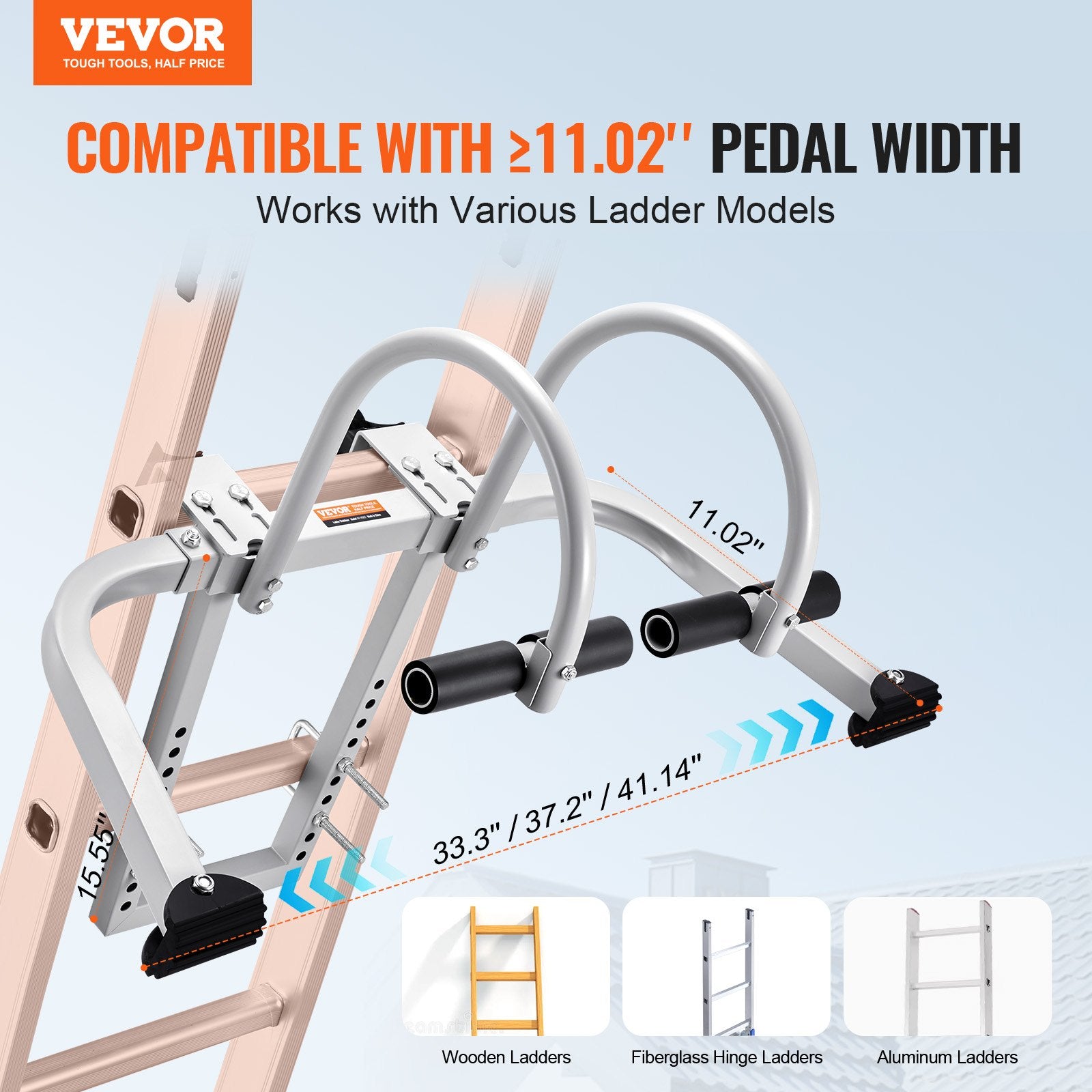 Dog Steps & Ramps: VEVOR Ladder Stabilizer, 2 in 1 Extension Wall Ladder Standoff Hook, Roof Ridge Ladder Accessories Both Horizontally and Vertically, Heavy-duty Steel Rubber Grip T-Bar, Quick Access to Steep Roofs