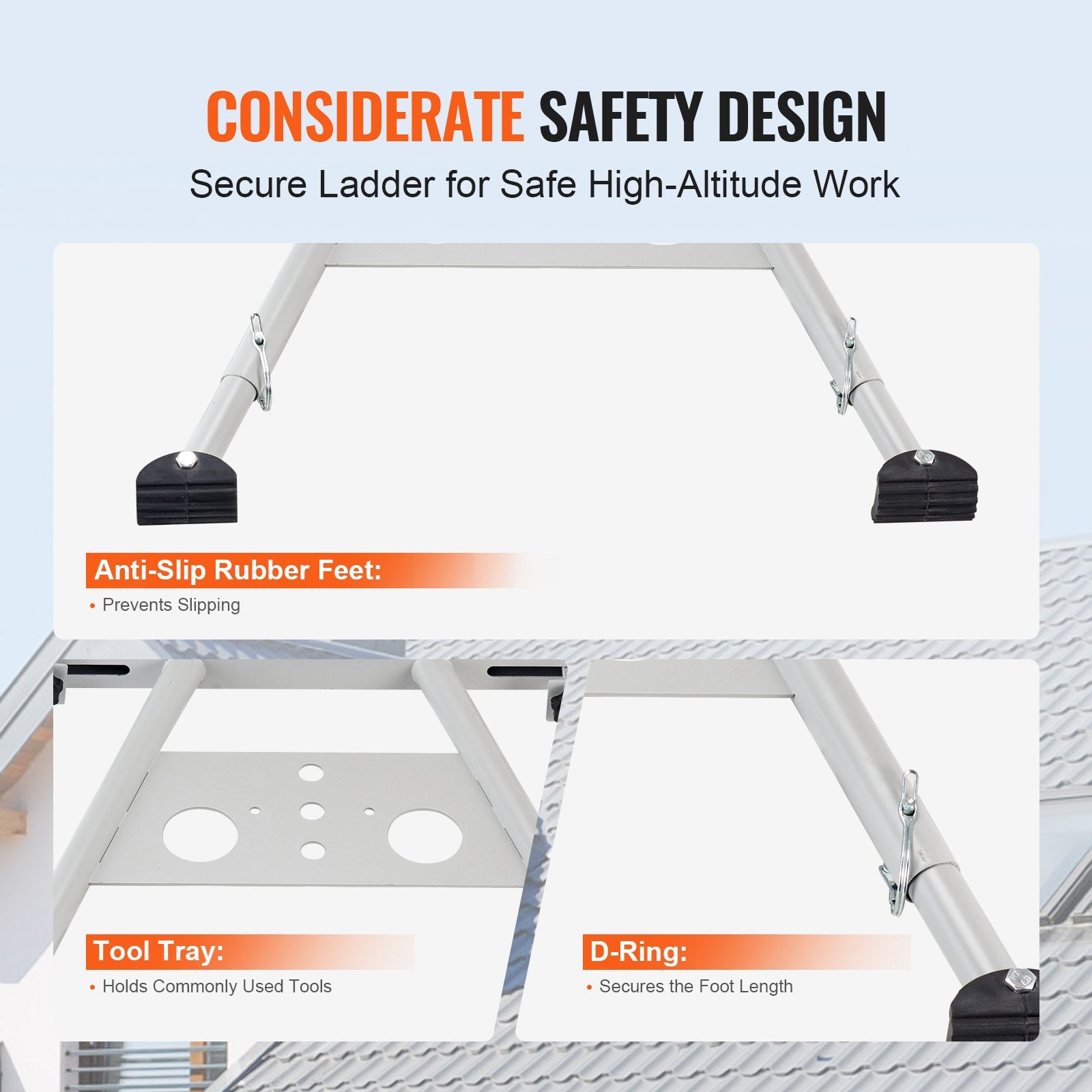 Spas & Accessories: VEVOR Ladder Stabilizer, Adjustable Feet Extension Ladder Standoff, Heavy Duty Wall Ladder Accessories for Roof Gutter, Easy to Use & Wide Adaptability & Anti-slip Rubber Feet, 330 lbs Weight Rating