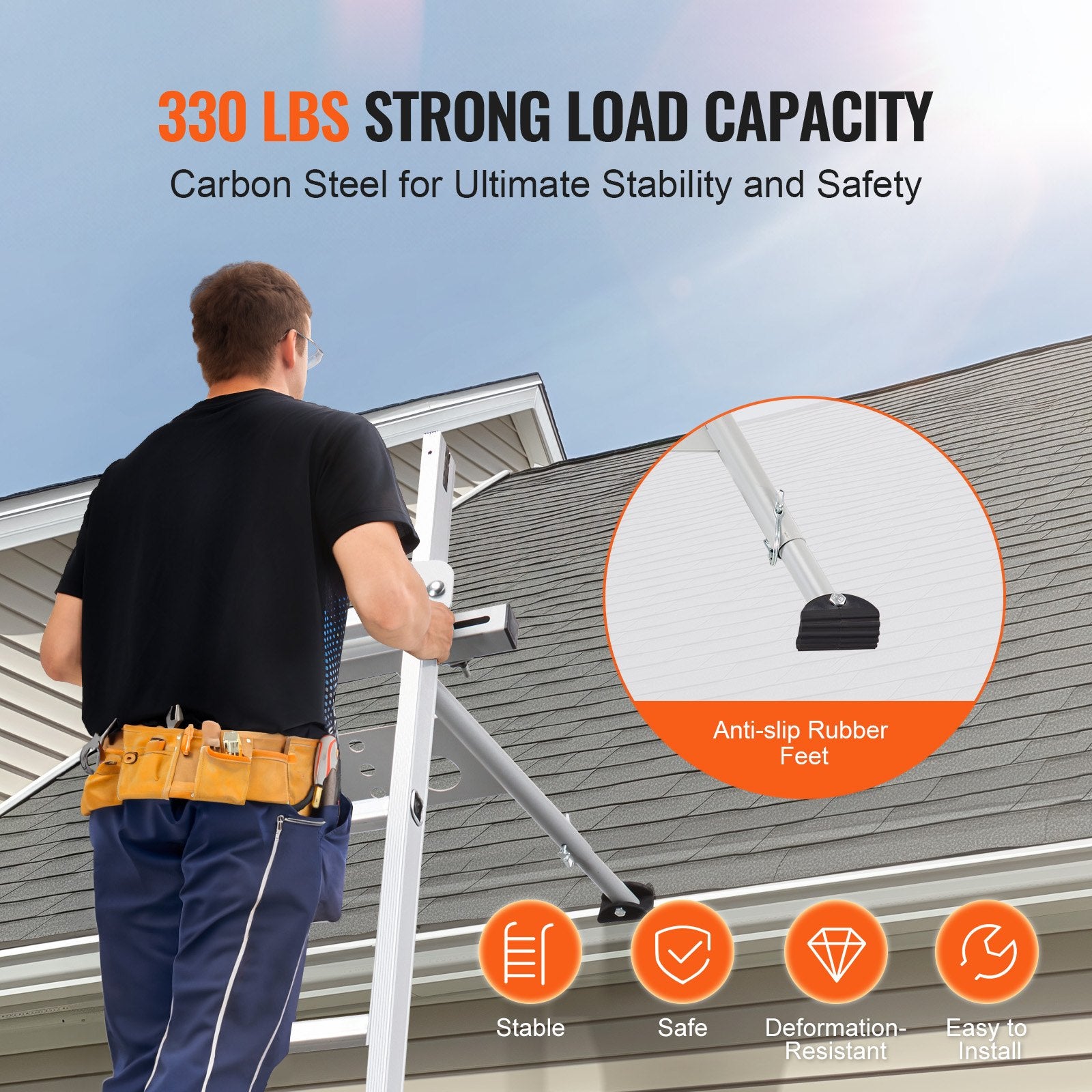 Spas & Accessories: VEVOR Ladder Stabilizer, Adjustable Feet Extension Ladder Standoff, Heavy Duty Wall Ladder Accessories for Roof Gutter, Easy to Use & Wide Adaptability & Anti-slip Rubber Feet, 330 lbs Weight Rating