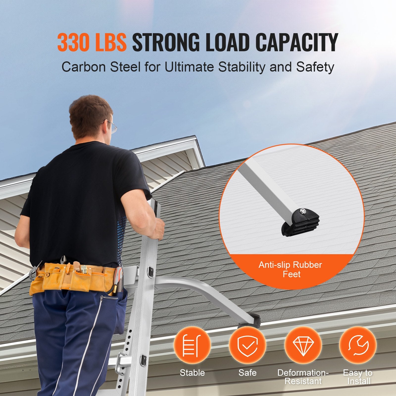 Automotive Repair & Speciality Tools: VEVOR Ladder Stabilizer with Wing Span Heavy Duty Steel Roof Hook Stabilizer