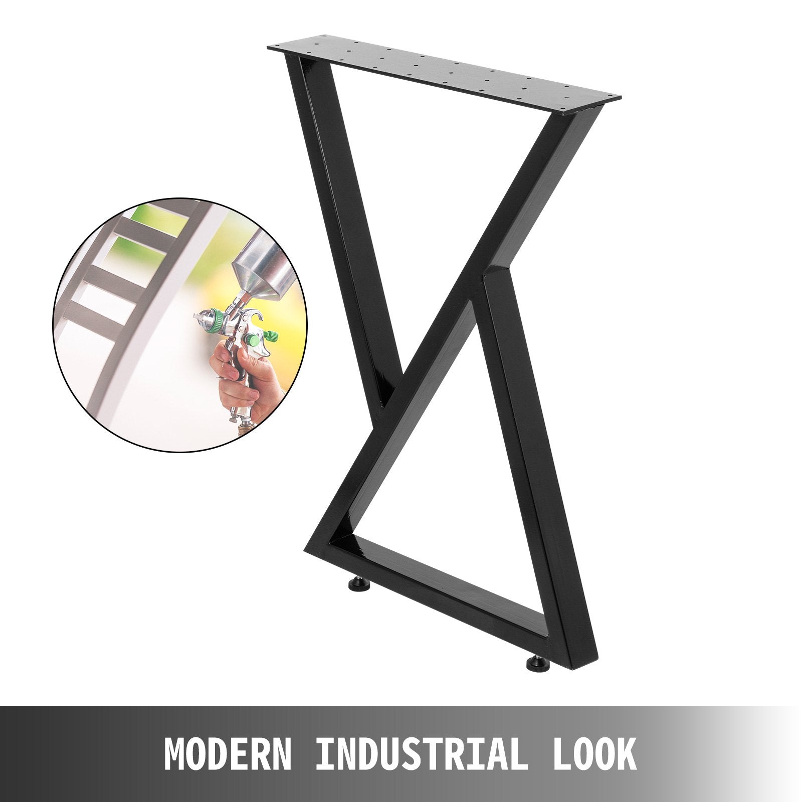 Table Tops & Bases: VEVOR Metal Table Legs Set of 2 Dining Table Legs Black Desk Legs, 28 Height 20 Width Heavy Duty Bench Legs Zig Zag Style Coffee Table Legs Base Modern DIY Steel Table Legs