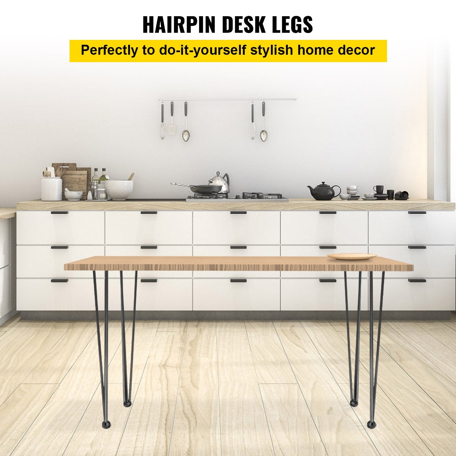 Table Tops & Bases: VEVOR Hairpin Table Legs 34 inch Black Set of 4 Desk Legs Each 220lbs Capacity Hairpin Desk Legs 3 Rods for Bench Desk Dining End Table Chairs Carbon Steel DIY Table Legs Heavy Duty Furniture Legs