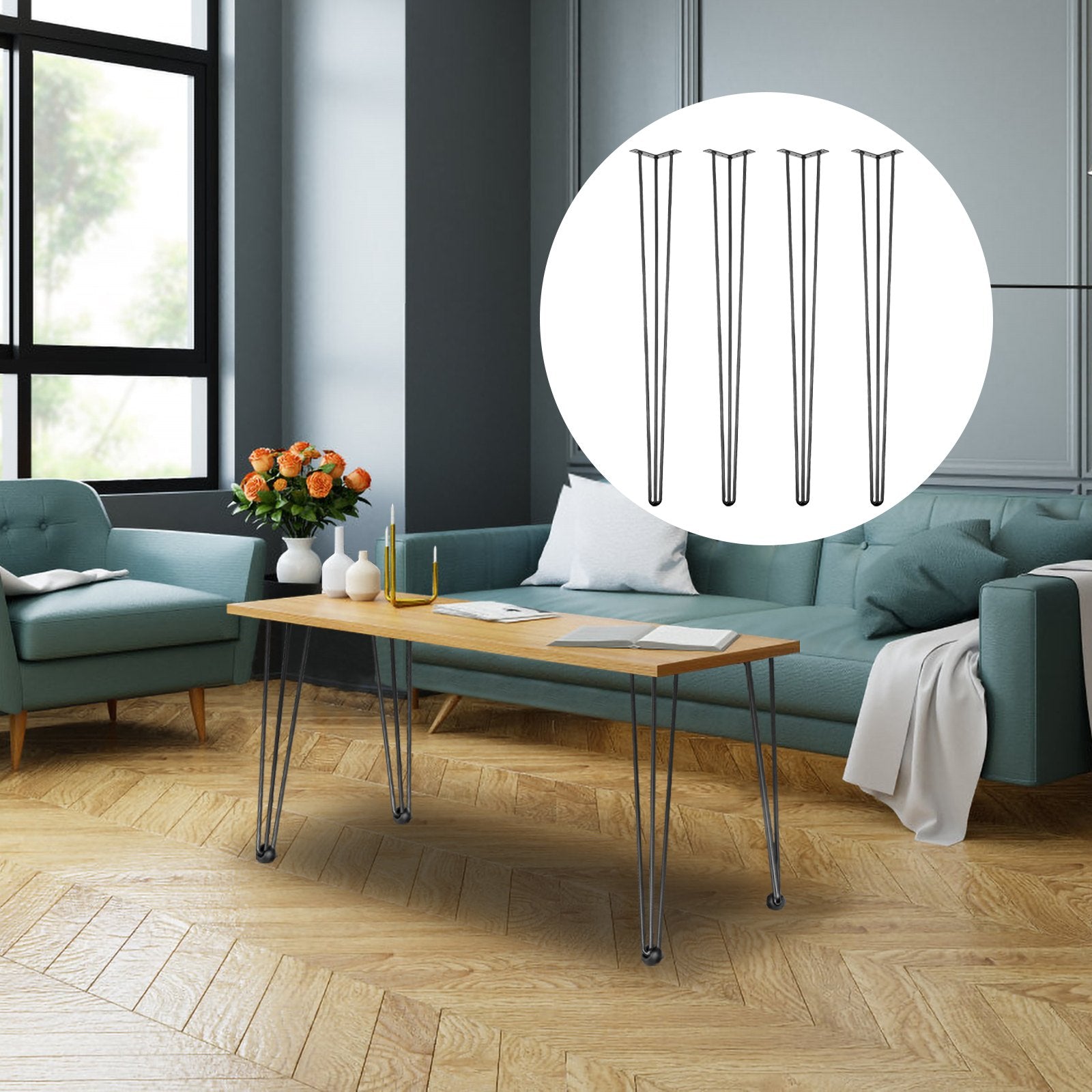 Table Tops & Bases: VEVOR Hairpin Table Legs 36 inch, Set of 4 DIY Desk Table Legs 3 Rods Heavy Duty
