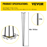Table Tops & Bases: VEVOR Hairpin Table Legs 40 inch, Set of 4 DIY Desk Table Legs 3 Rods Heavy Duty