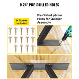 Table Tops & Bases: VEVOR Metal Table Legs 28 x 17.7 inch A-Shaped Desk Legs Set of 2 Heavy Duty Bench Legs with Polyurethane Coating, Furniture Legs with Floor Protectors, Wrought Iron Coffee Table Legs for Home DIY Bla