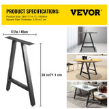 Table Tops & Bases: VEVOR Metal Table Legs 28 x 17.7 inch A-Shaped Desk Legs Set of 2 Heavy Duty Bench Legs with Polyurethane Coating, Furniture Legs with Floor Protectors, Wrought Iron Coffee Table Legs for Home DIY Bla
