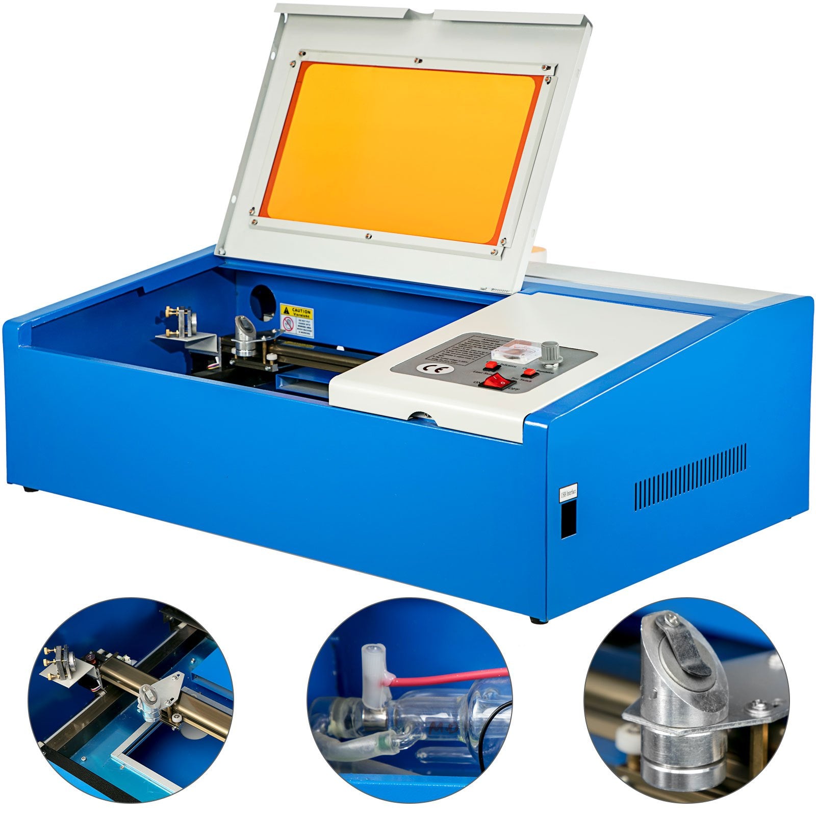 40W Co2 Laser 12"" x 8"" USB Port Laser Engraving Machine Air Exhaust Fan Laser Cutter High Precise Stepping Motor (40W CO2 Laser)