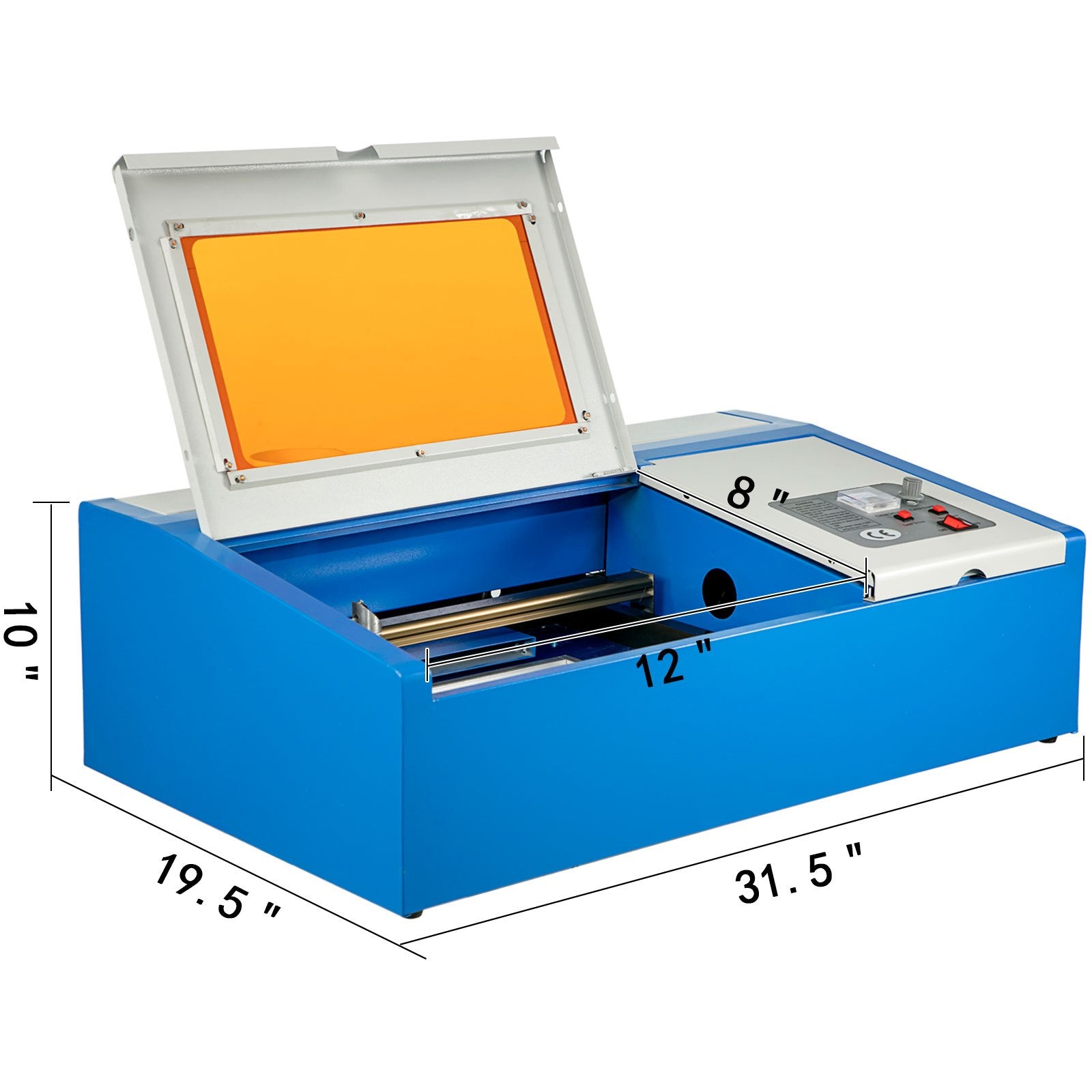 40W Co2 Laser 12"" x 8"" USB Port Laser Engraving Machine Air Exhaust Fan Laser Cutter High Precise Stepping Motor (40W CO2 Laser)