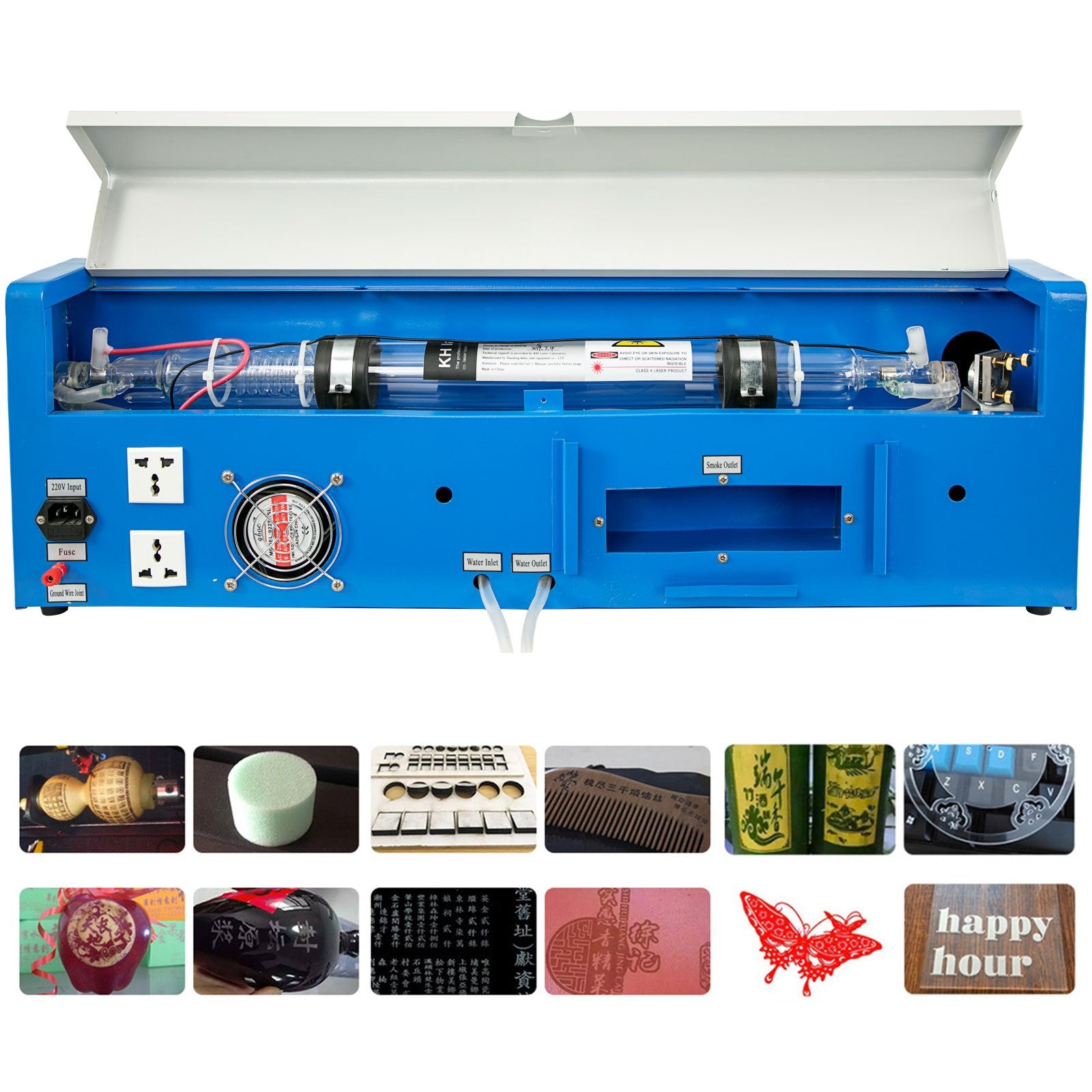 40W Co2 Laser 12"" x 8"" USB Port Laser Engraving Machine Air Exhaust Fan Laser Cutter High Precise Stepping Motor (40W CO2 Laser)