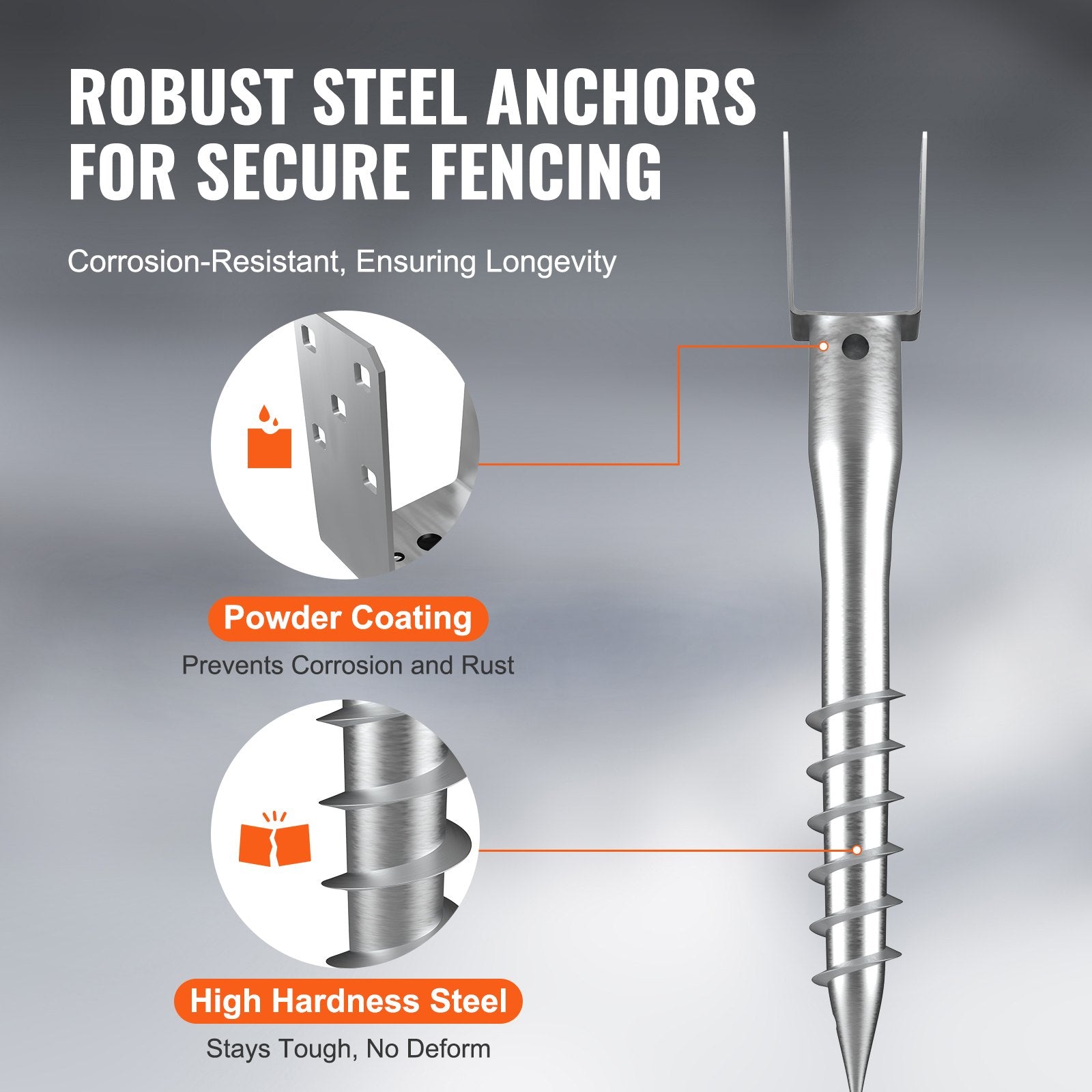 Outdoor Power Equipment: VEVOR No Dig Ground Anchor, 1 Pack 10 x 7 x 70 cm DIY Screw in Post Stake, Includes 6 Lag Bolts & a Rebar, U-Shape Heavy Duty Steel Post Holder, Great for Mailbox Posts and Fence Posts