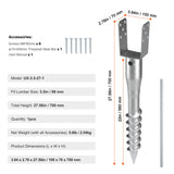 Outdoor Power Equipment: VEVOR No Dig Ground Anchor, 1 Pack 10 x 7 x 70 cm DIY Screw in Post Stake, Includes 6 Lag Bolts & a Rebar, U-Shape Heavy Duty Steel Post Holder, Great for Mailbox Posts and Fence Posts