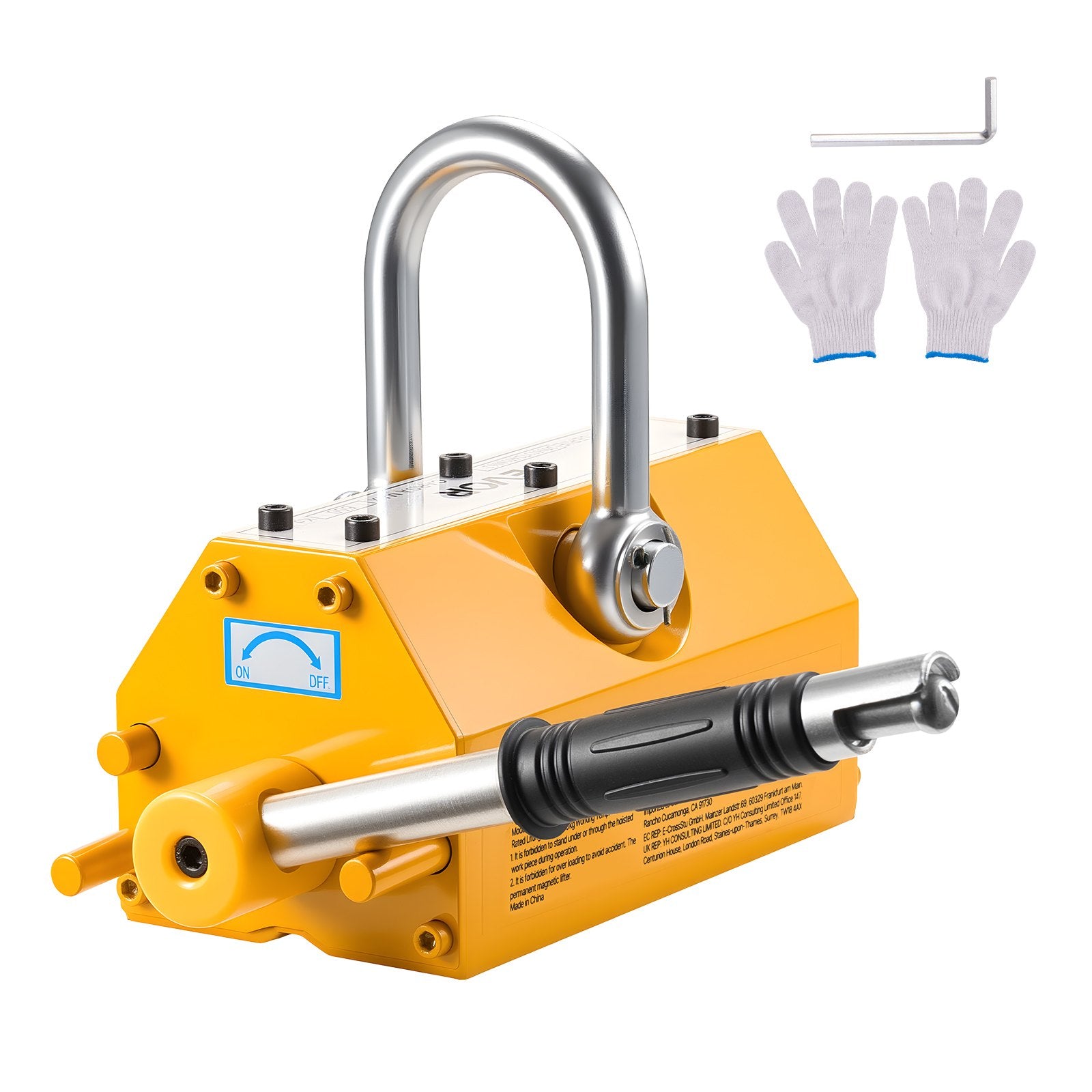 Automotive Lifts & Hoists: VEVOR Permanent Magnetic Lifter, 600 kg Pulling Capacity, Heavy Duty N42 Neodymium Lifting Magnet with Release Handle and Steel Hook, Used in Shop Crane and Hoist, for Lifting Plate Steel, Board