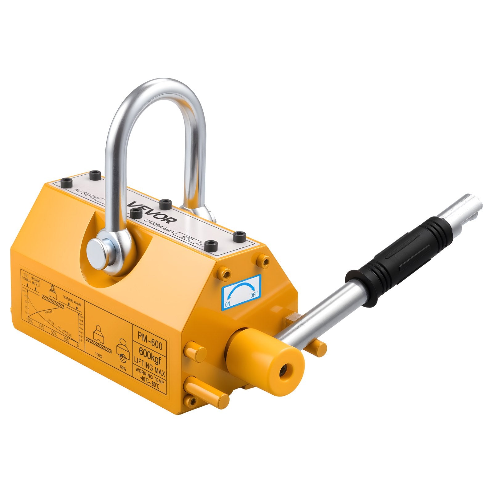 Automotive Lifts & Hoists: VEVOR Permanent Magnetic Lifter, 600 kg Pulling Capacity, Heavy Duty N42 Neodymium Lifting Magnet with Release Handle and Steel Hook, Used in Shop Crane and Hoist, for Lifting Plate Steel, Board