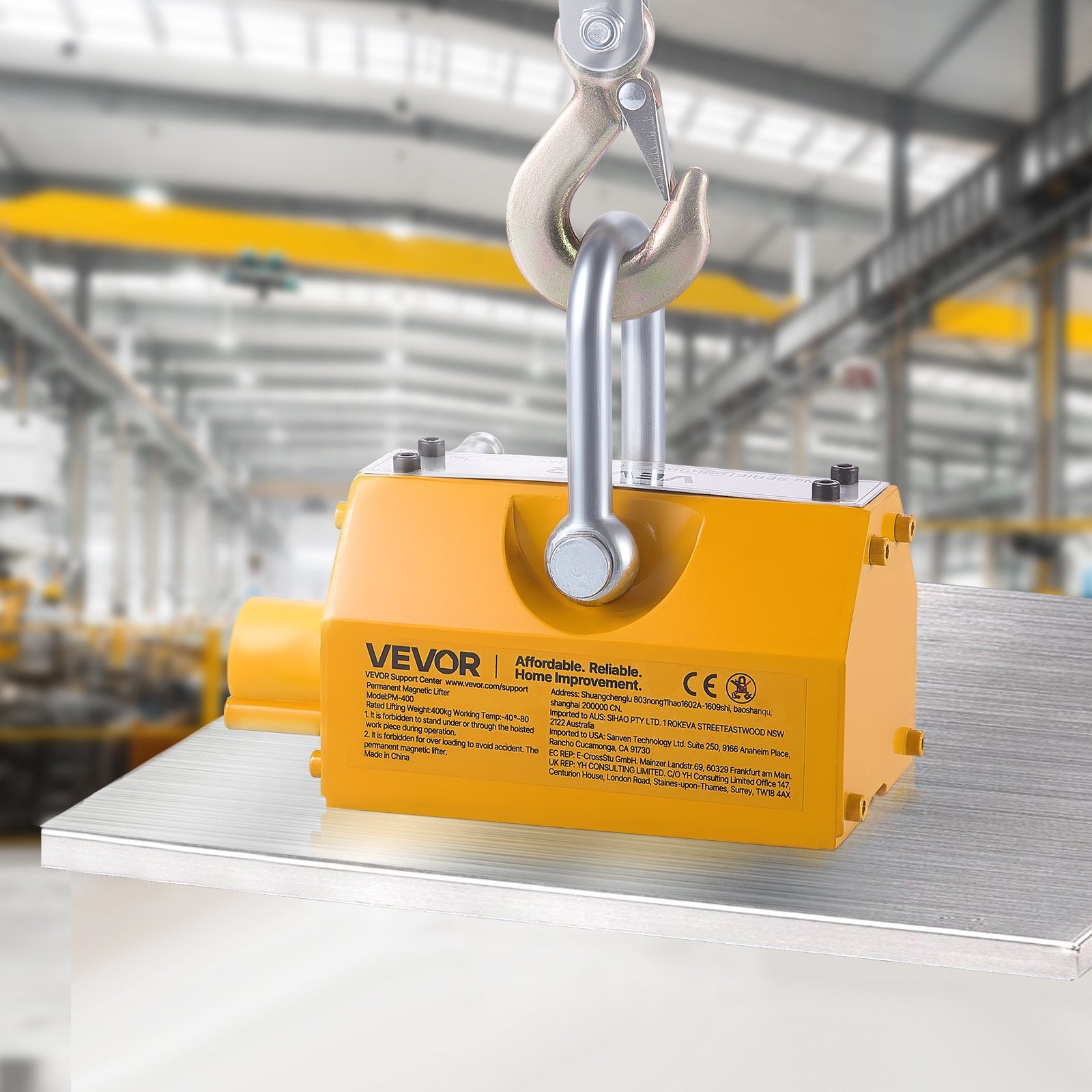 Tattoo Suppliers: VEVOR Permanent Magnetic Lifter, 400 kg Pulling Capacity, Heavy Duty N42 Neodymium Lifting Magnet with Release Handle and Steel Hook, Used in Shop Crane and Hoist, for Lifting Plate Steel, Board