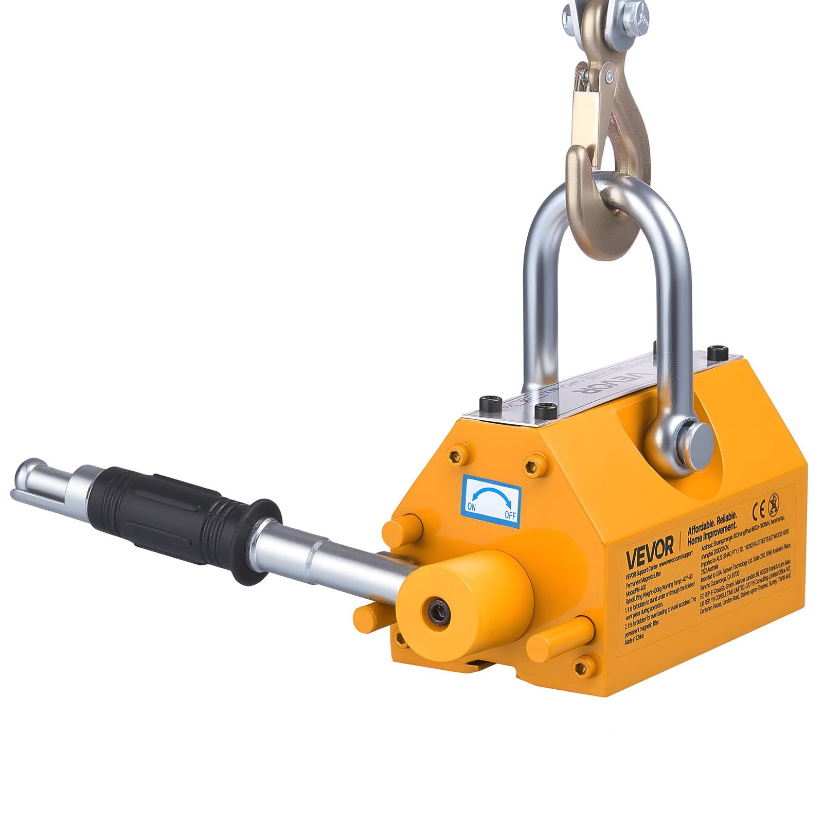 Tattoo Suppliers: VEVOR Permanent Magnetic Lifter, 400 kg Pulling Capacity, Heavy Duty N42 Neodymium Lifting Magnet with Release Handle and Steel Hook, Used in Shop Crane and Hoist, for Lifting Plate Steel, Board