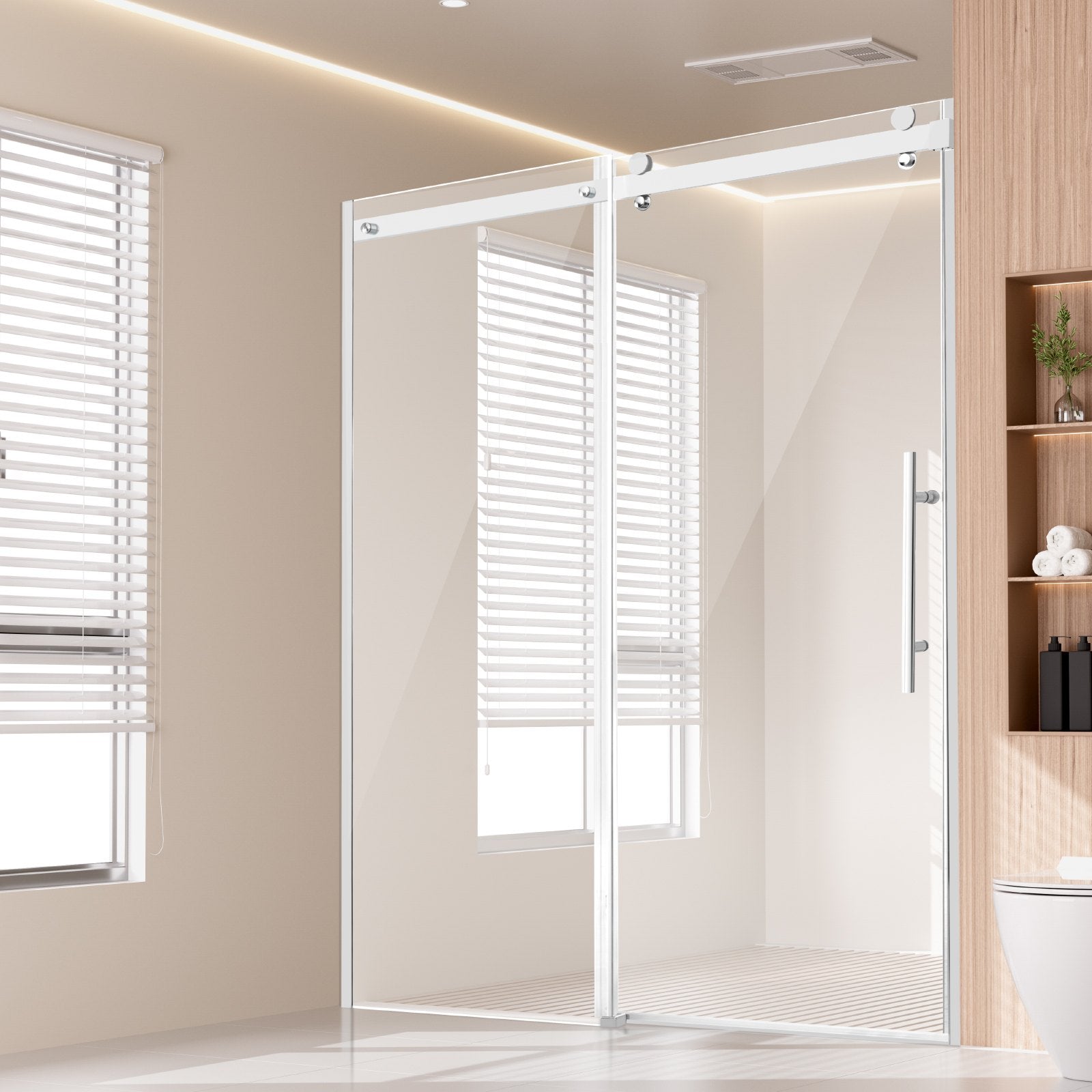 Shower Heads & Screens: VEVOR Frameless Shower Door 58-59" x 75" SGCC Tempered Glass 5/16" Chrome