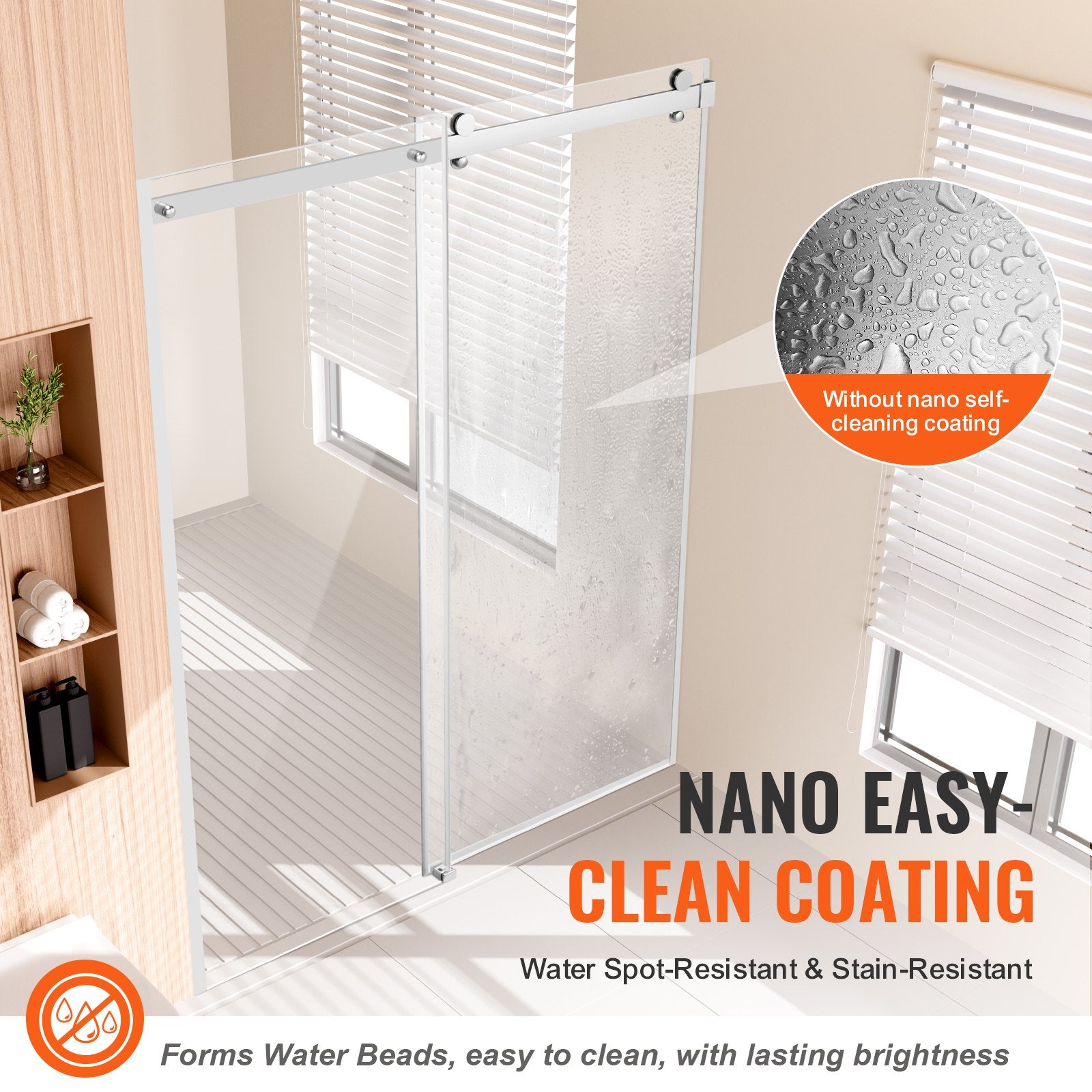 Shower Heads & Screens: VEVOR Frameless Shower Door 58-59" x 75" SGCC Tempered Glass 5/16" Chrome