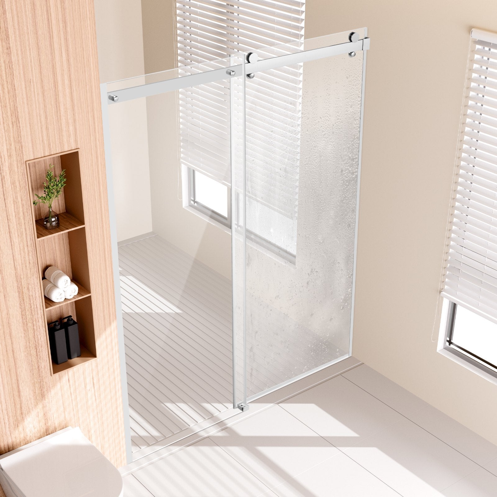 Shower Heads & Screens: VEVOR Frameless Shower Door 58-59" x 75" SGCC Tempered Glass 5/16" Chrome