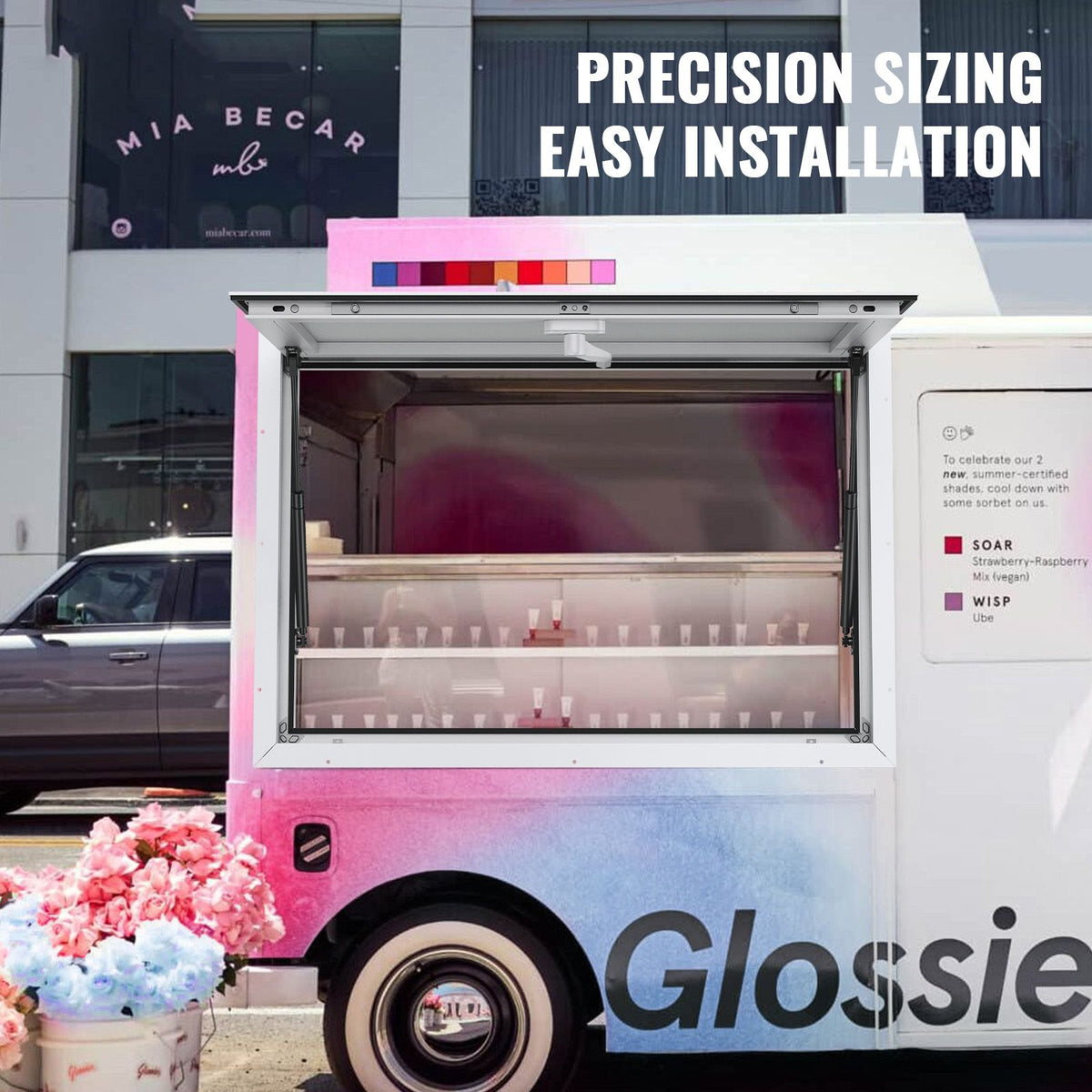 Concession Window for Food Truck, 48"x36" Aluminum Alloy Food Truck Service Window, Up to 85 Degrees Stand Serving Window with Awning Door & Drag Hook,  for Food Trucks Concession Trailers