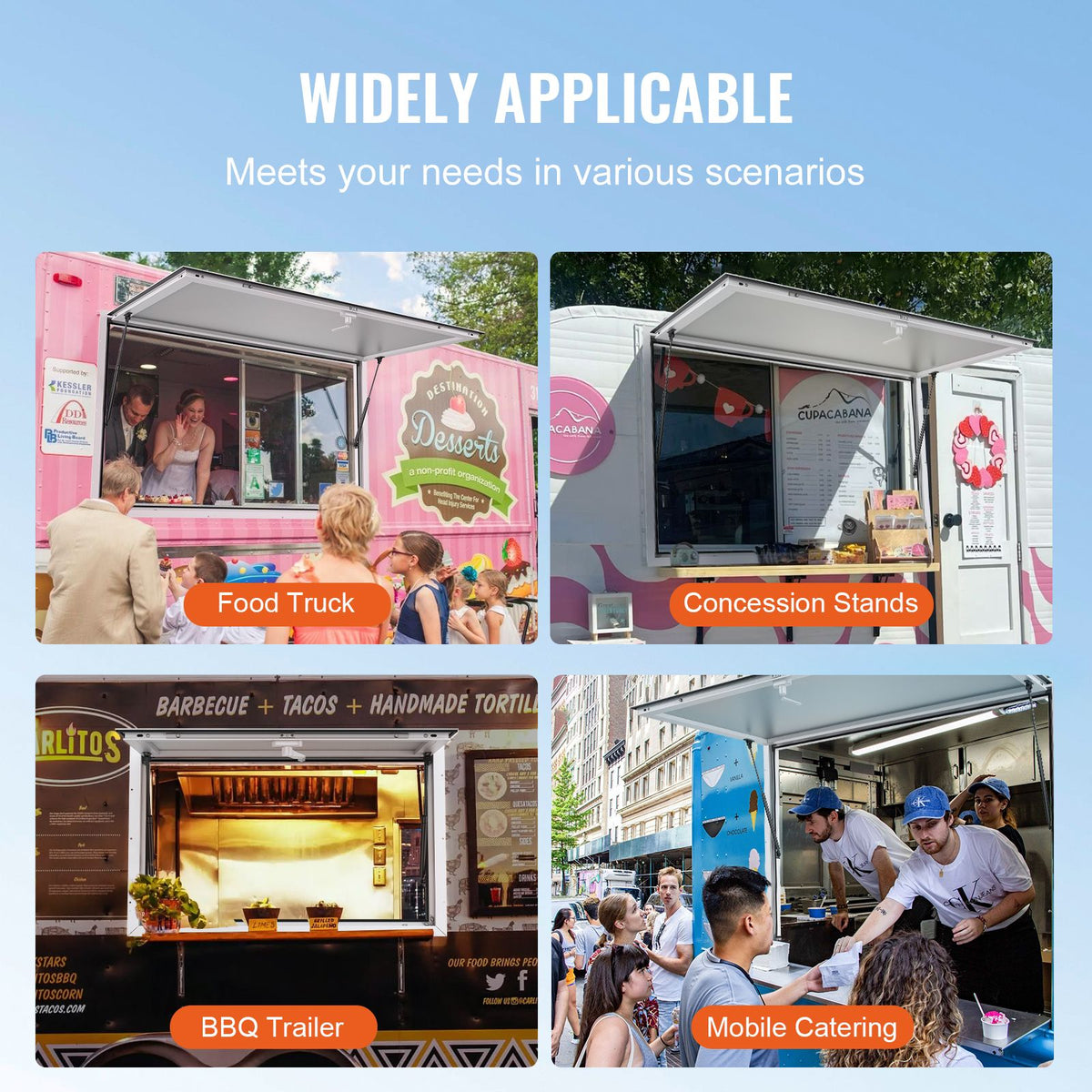Concession Window for Food Truck, 48"x36" Aluminum Alloy Food Truck Service Window, Up to 85 Degrees Stand Serving Window with Awning Door & Drag Hook,  for Food Trucks Concession Trailers