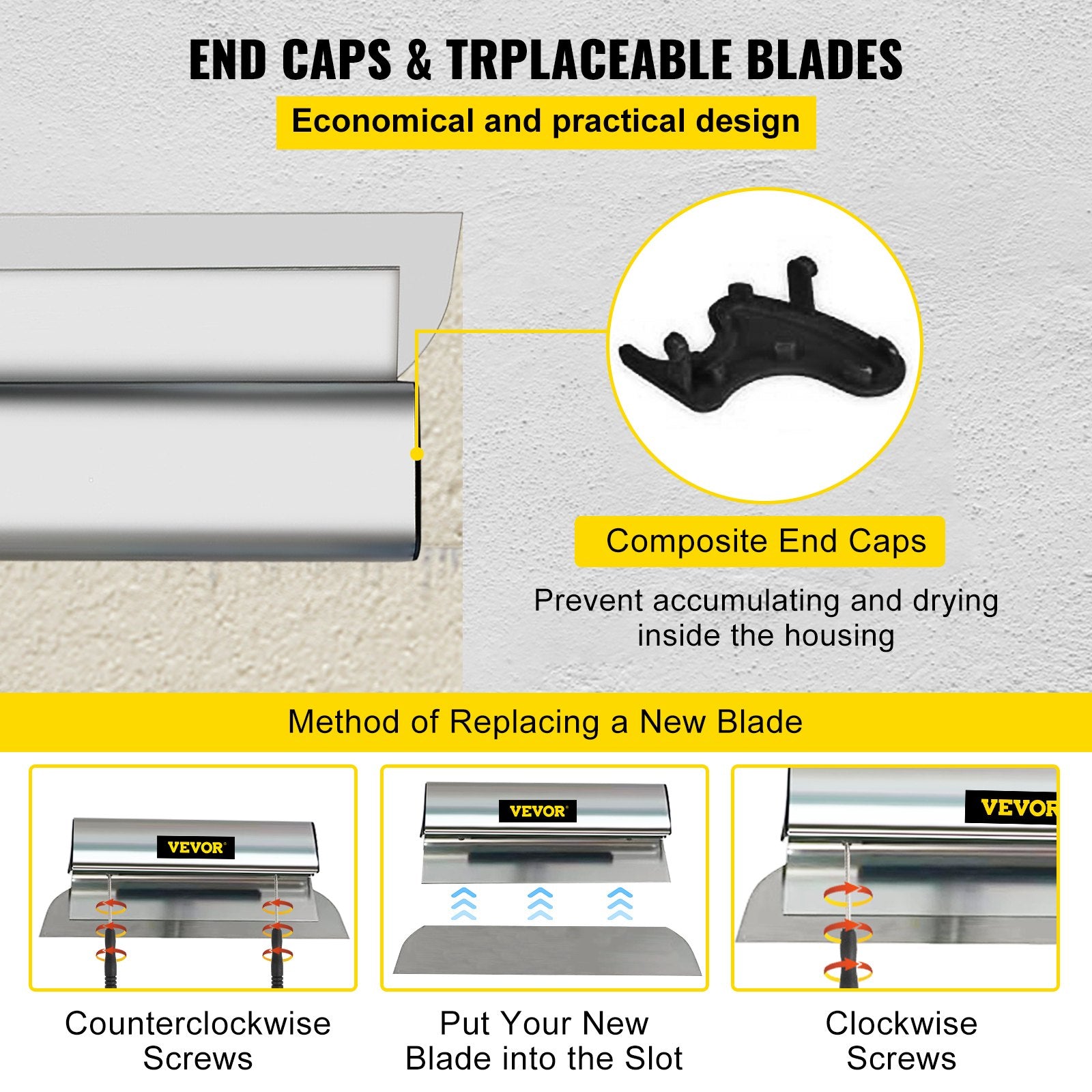 Putty Knives, Scrapers & Chisels: VEVOR Drywall Skimming Blade Putty Knife 24inch Finishing Tool Stainless Steel