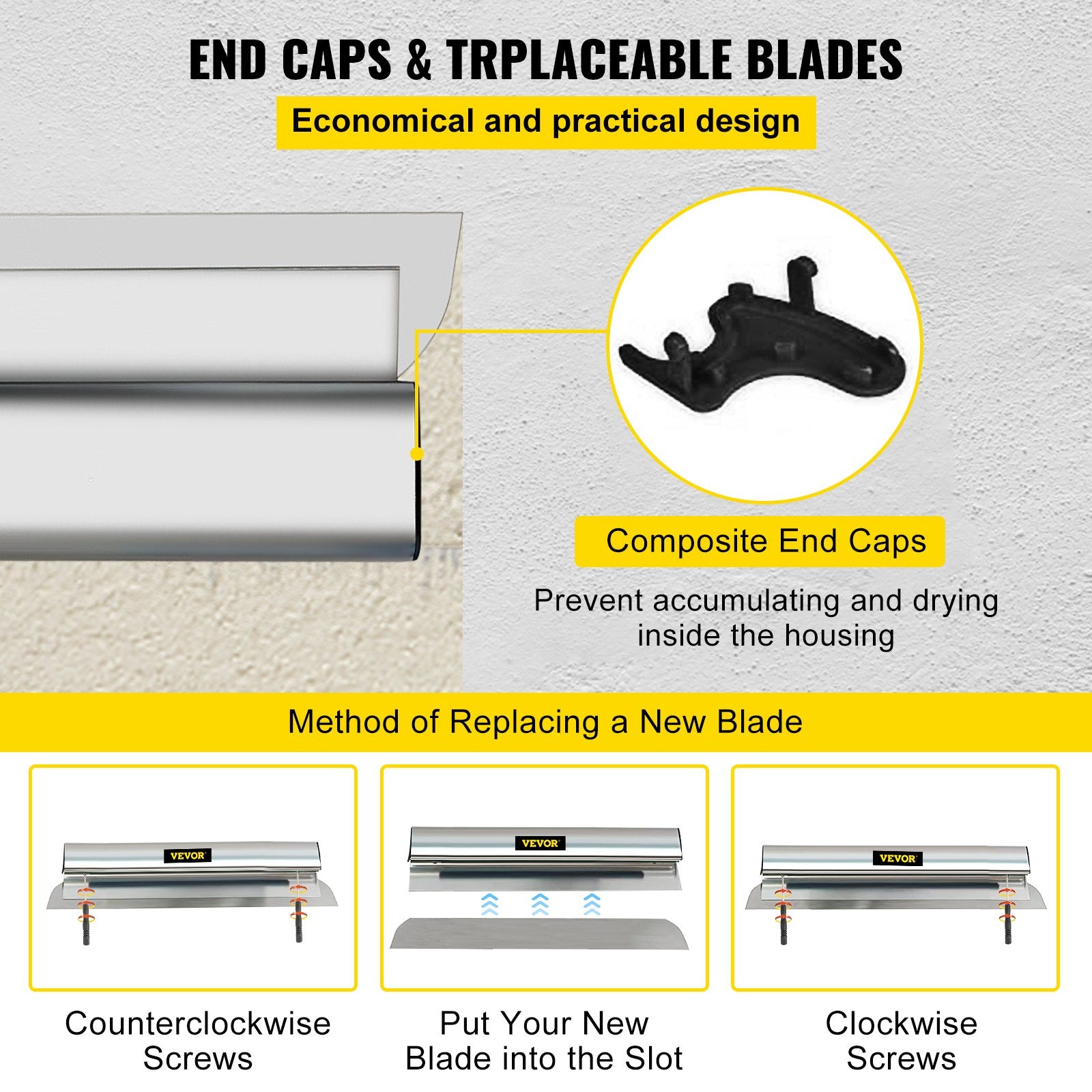 Putty Knives, Scrapers & Chisels: VEVOR Skimming Blade,40 inch Smoothing Knife, European Stainless Steel Construction Knife, Aluminum Blade Profile Smoothing Knockdown Spatula for Gyprock/Drywall/Wall-Board