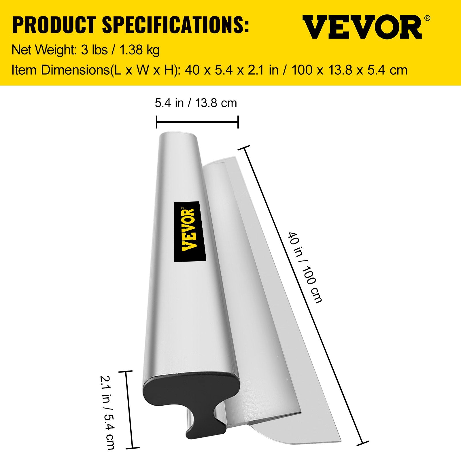 Putty Knives, Scrapers & Chisels: VEVOR Skimming Blade,40 inch Smoothing Knife, European Stainless Steel Construction Knife, Aluminum Blade Profile Smoothing Knockdown Spatula for Gyprock/Drywall/Wall-Board