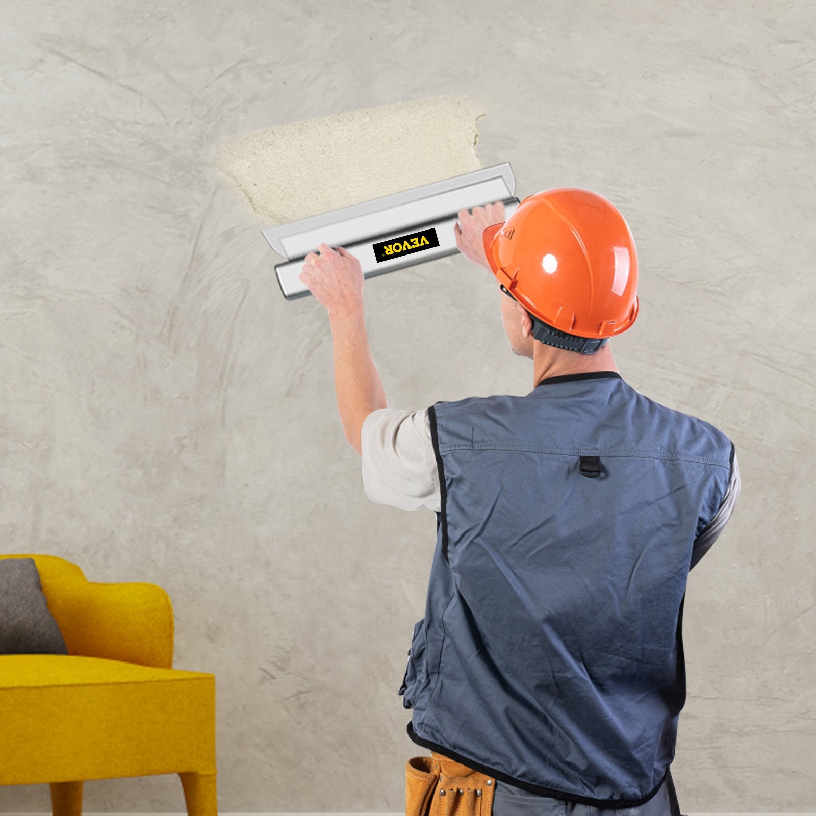 Putty Knives, Scrapers & Chisels: VEVOR Skimming Blade,40 inch Smoothing Knife, European Stainless Steel Construction Knife, Aluminum Blade Profile Smoothing Knockdown Spatula for Gyprock/Drywall/Wall-Board