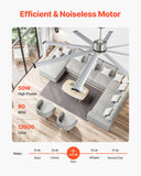 Desktops & Accessories: VEVOR 213 cm Ceiling Fan No Light, 6-Speed Remote Control, Aluminum 8-Blade, Reversible DC Motor, Modern Low Profile Flush Mount Fan for Bedroom, Living Room, Patio, Indoor/Outdoor, Brushed Nickel
