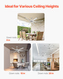 Desktops & Accessories: VEVOR 213 cm Ceiling Fan No Light, 6-Speed Remote Control, Aluminum 8-Blade, Reversible DC Motor, Modern Low Profile Flush Mount Fan for Bedroom, Living Room, Patio, Indoor/Outdoor, Brushed Nickel