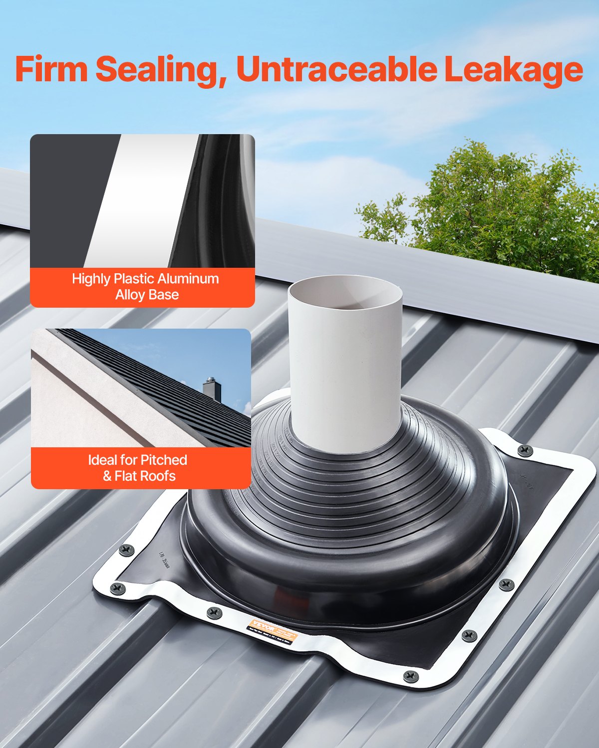 Automotive Repair & Speciality Tools: VEVOR 2 Pcs Metal Roof Pipe Flashing Boots Fit 170-355 mm Pipe High Temp EDPM