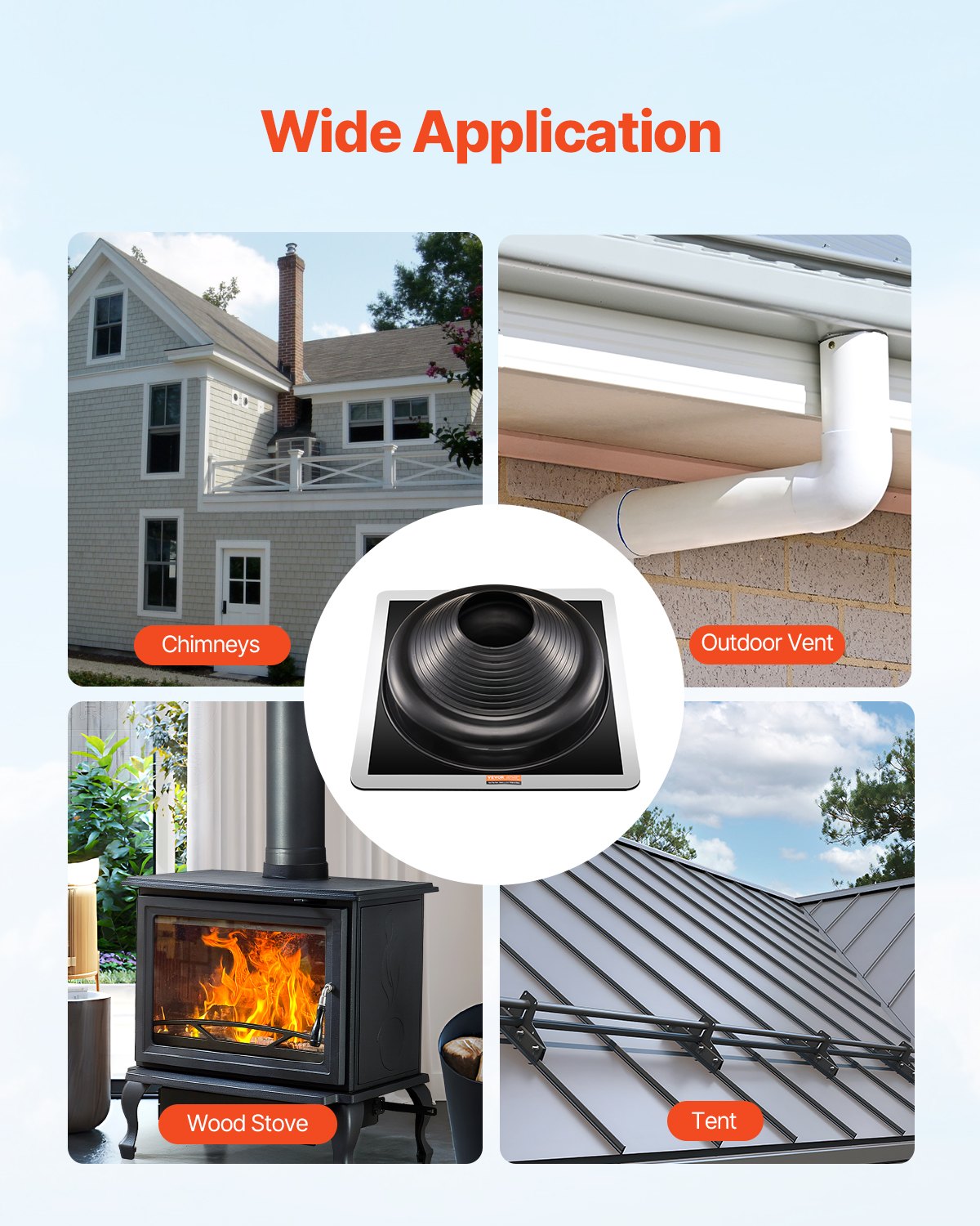 Automotive Repair & Speciality Tools: VEVOR 2 Pcs Metal Roof Pipe Flashing Boots Fit 170-355 mm Pipe High Temp EDPM