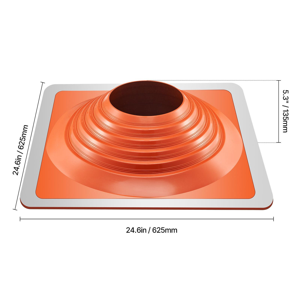 Roof Pipe Flashing Boot, Fit Pipe OD 254 to 457 mm, Flexible Silicone Roofing Jack Pipe Flashing, High Temp -74℃ to 225℃, Lasting Square Metal Base, for Chimney, Wood Stove & Outdoor Vent Pipes