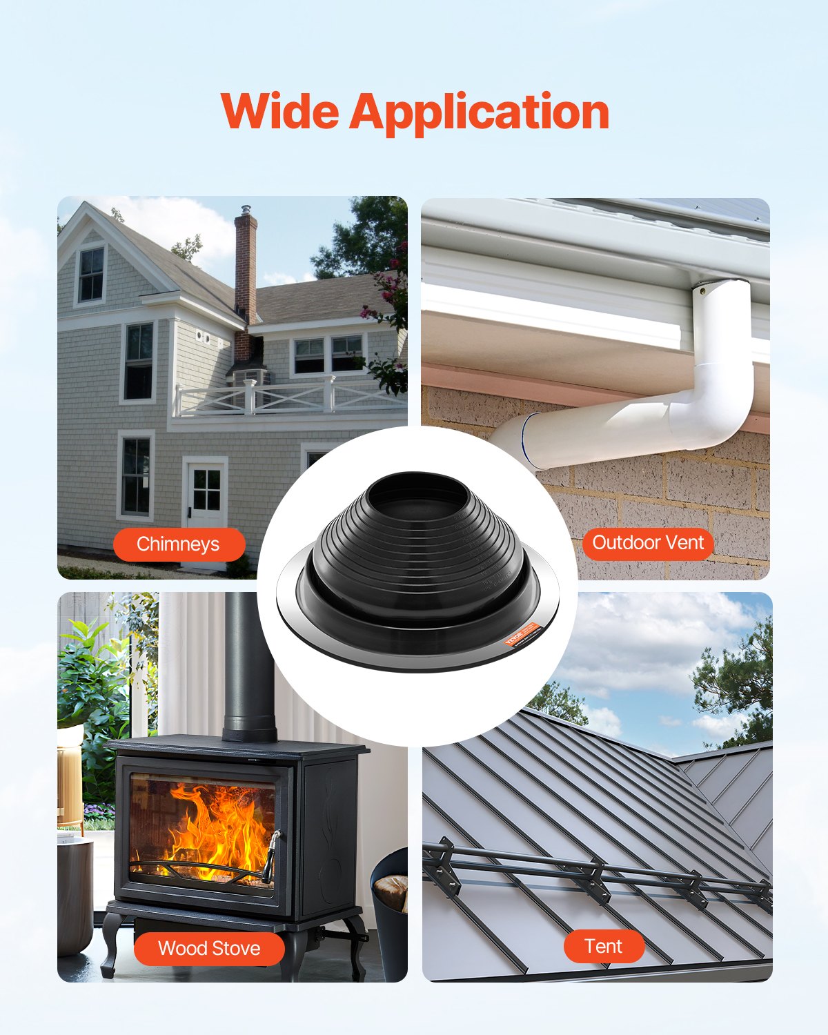 Automotive Repair & Speciality Tools: VEVOR 2 Pcs Metal Roof Pipe Flashing Boots Fit 150-280 mm Pipe High Temp EDPM