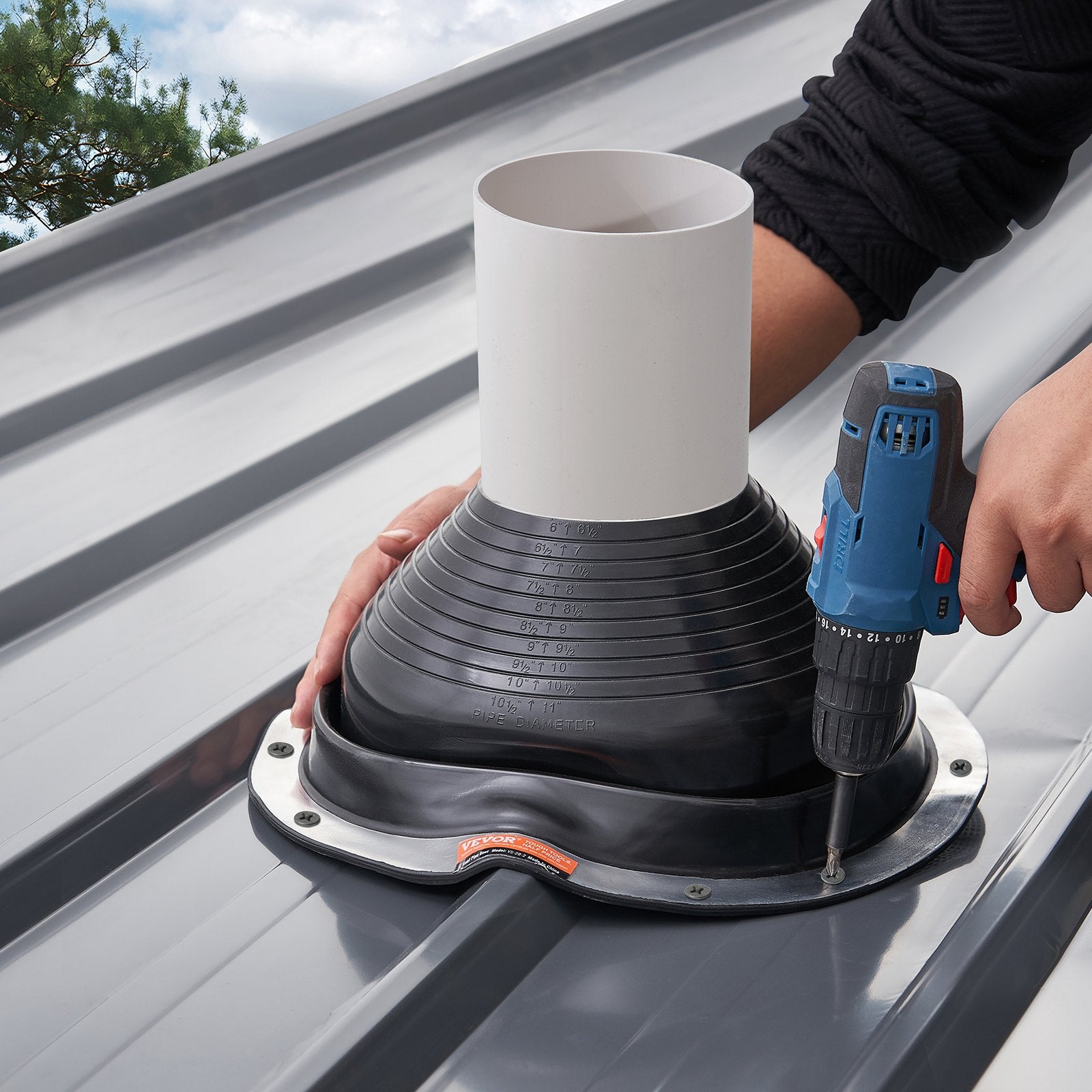 Automotive Repair & Speciality Tools: VEVOR 2 Pcs Metal Roof Pipe Flashing Boots Fit 150-280 mm Pipe High Temp EDPM
