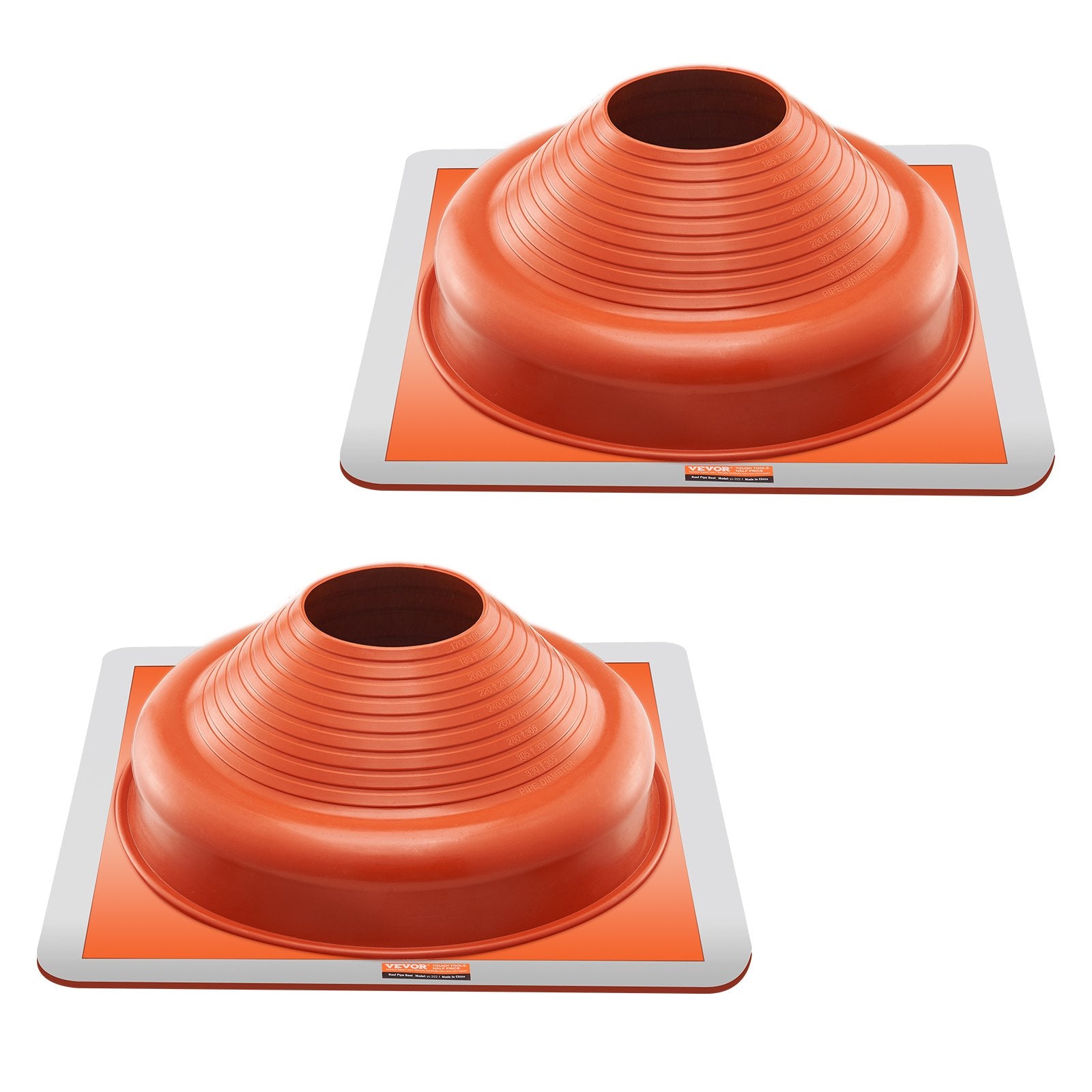 Automotive Parts: VEVOR 2 Pcs Metal Roof Pipe Flashing Boot Fit 170-355 mm Pipe High Temp Silicone