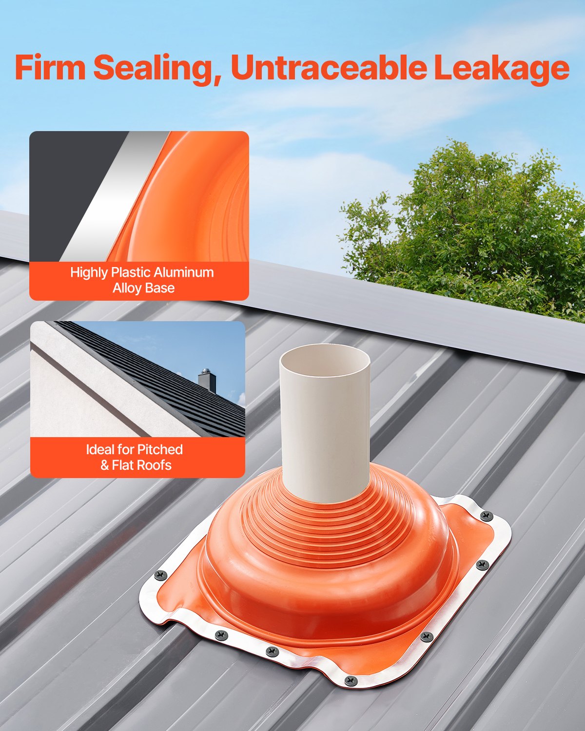 Automotive Parts: VEVOR 2 Pcs Metal Roof Pipe Flashing Boot Fit 160-300 mm Pipe High Temp Silicone